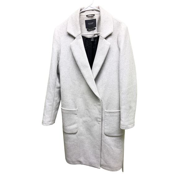 Scotch & Soda Belted Gray Wool Blend Coat Pockets Tie Waist Size M Dark Academia - Picture 1 of 10